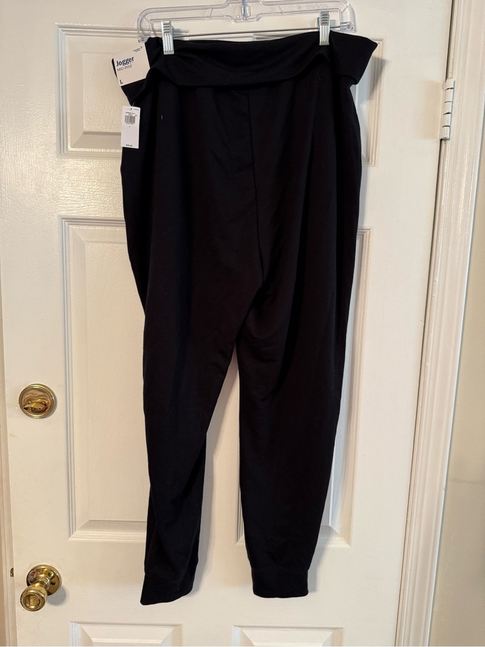 Old Navy Black Fold-Over Waist Ponte Joggers - Picture 2 of 7